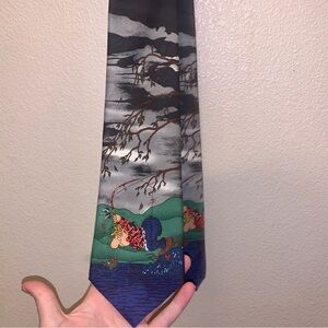 Balancine Hot Cakes Cartoon Neck Tie Picturesque Graphic Fishing 57" 3.75"